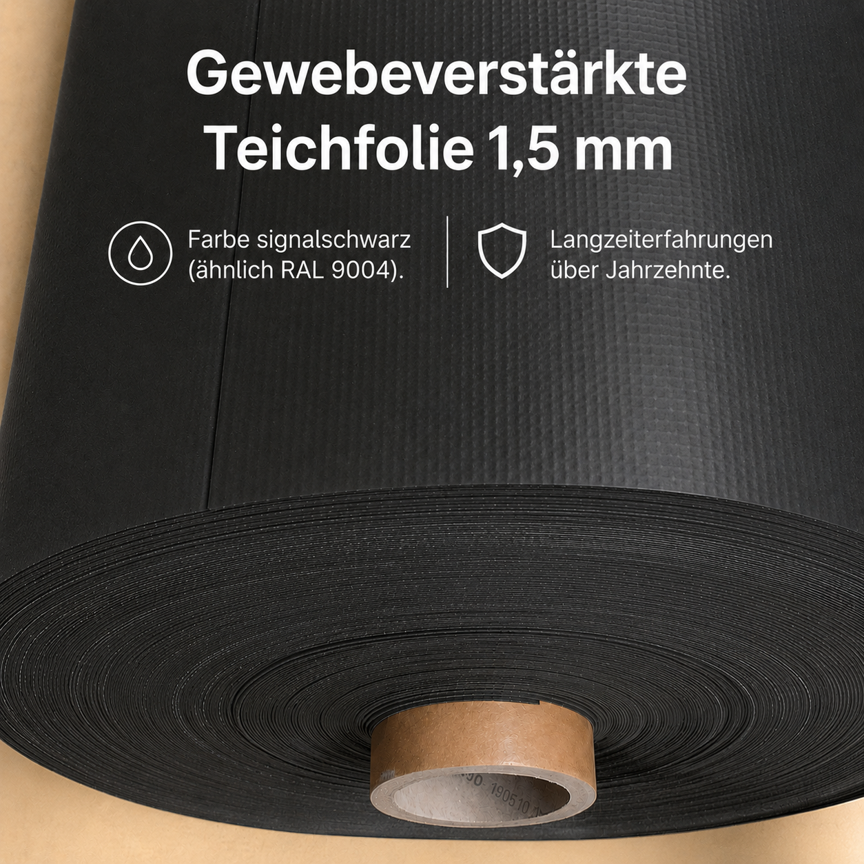 Teichfolie 1,5 mm mit Gewebe signalschwarz