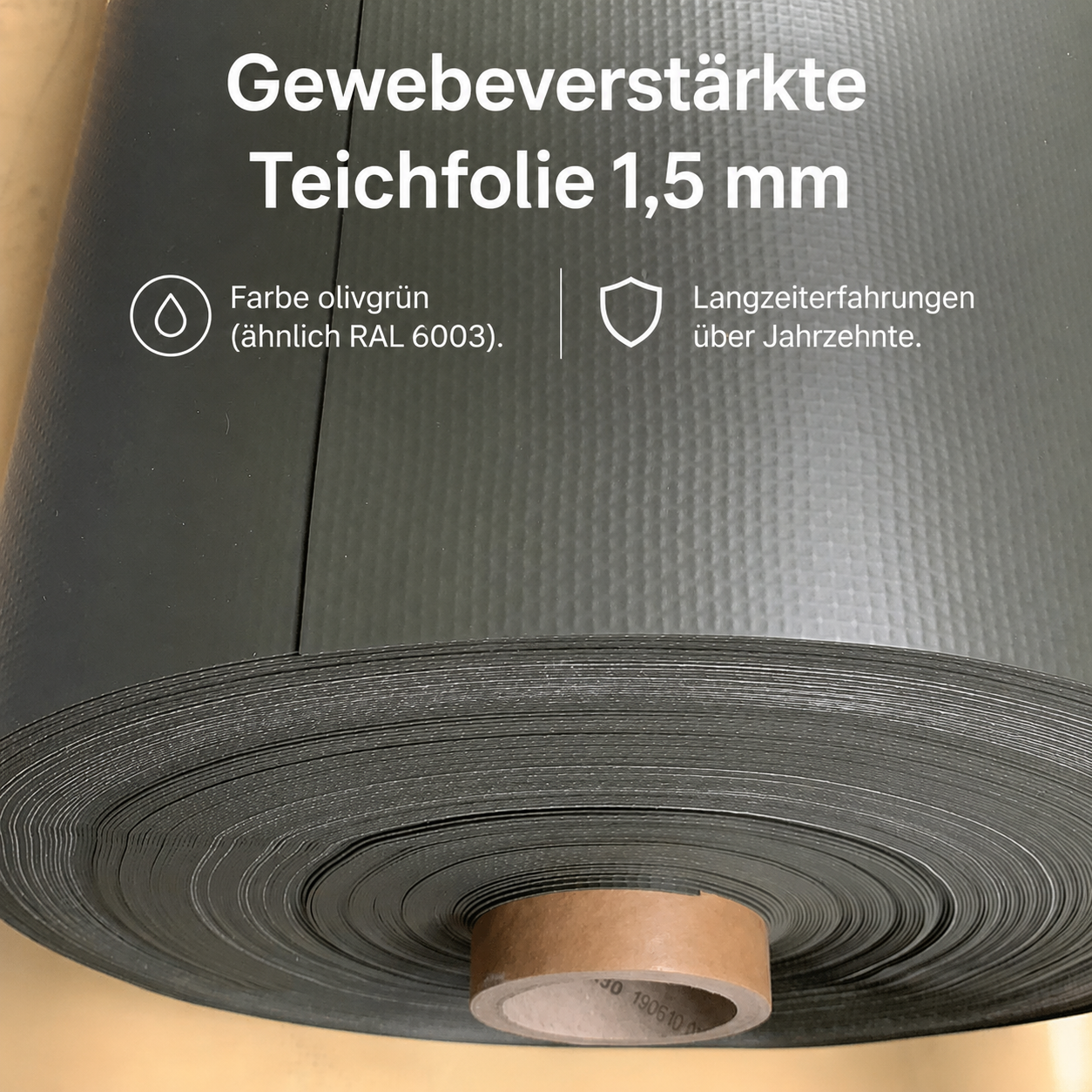Teichfolie mit Gewebe 1,5 mm olivgrün