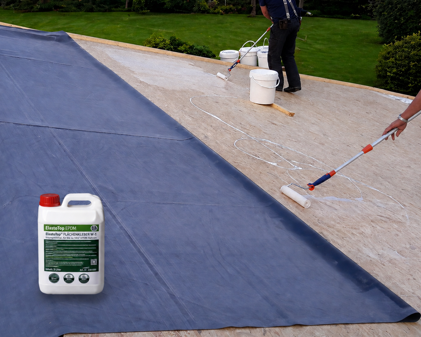 EPDM Kleber - der GRÜNE Flächenkleber wasserbasiert von 2 L bis 18 L