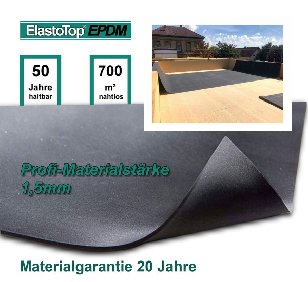 Dachfolie Profi EPDM 1,5 mm ElastoTop® mit Zulassung abP auch Wohngebäude